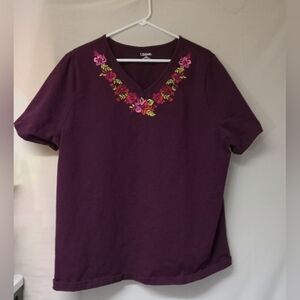 Liz & Me Shirt Women Size 18W Short Sleeve Accented Neckline Pullover Top